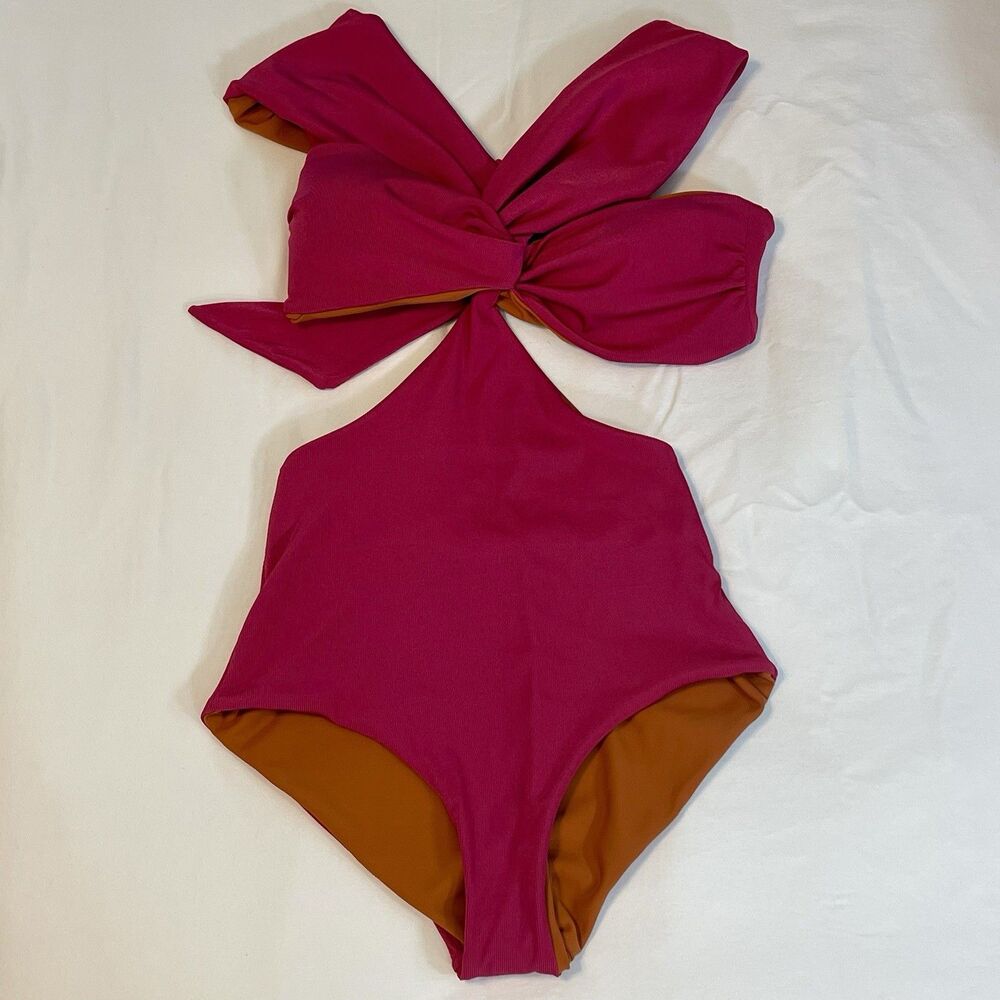 Women’s Fuchsia One-Piece Swimsuit with Twist Front Medium/6-8